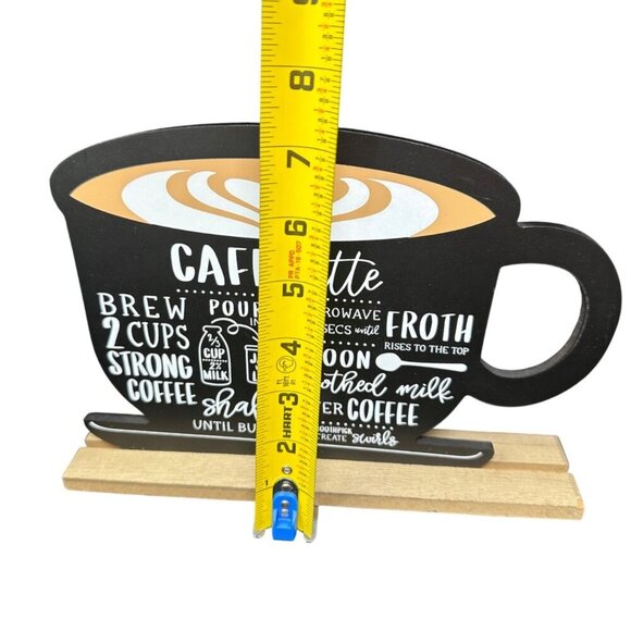 Chalkboard Café Latte Sign Coffee Bar Mug Decor Farmhouse Kitchen Eclectic 10" - Picture 8 of 9